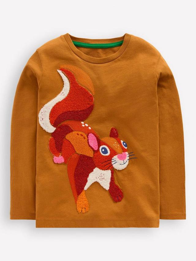 

Детская хлопковая футболка с длинными рукавами Boucle Mini Boden, Brown Squirrel