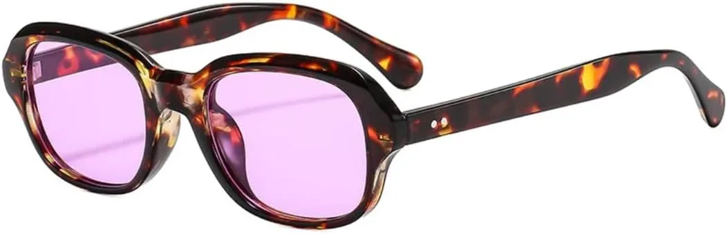 

Винтажные солнцезащитные очки для женщин и мужчин, защита от УФ-излучения UV400, прозрачные линзы цвета океана, заклепки, в стиле панк UATXTAU, Leopard-purple