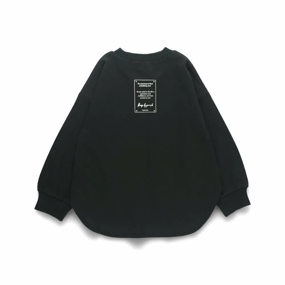 Футболка с длинными рукавами и крупным силуэтом Branshes, black