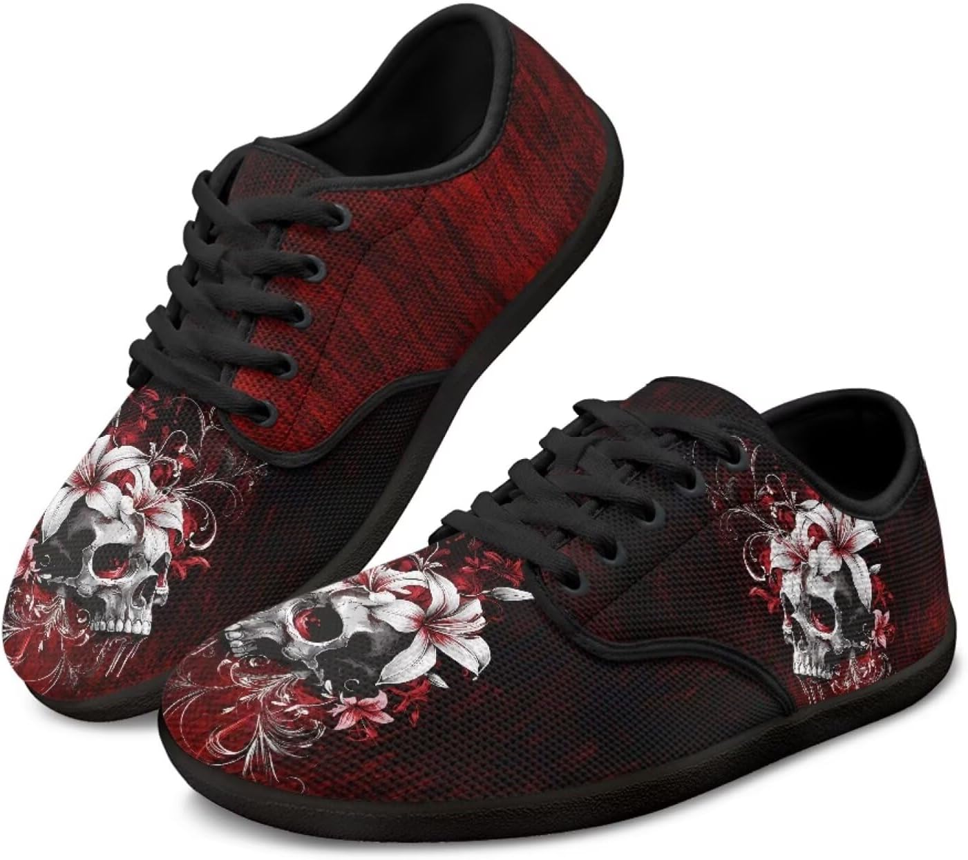 

Кроссовки Binienty для женщин и мужчин с широким носком, легкие, на шнуровке, Gothic Skull Lily