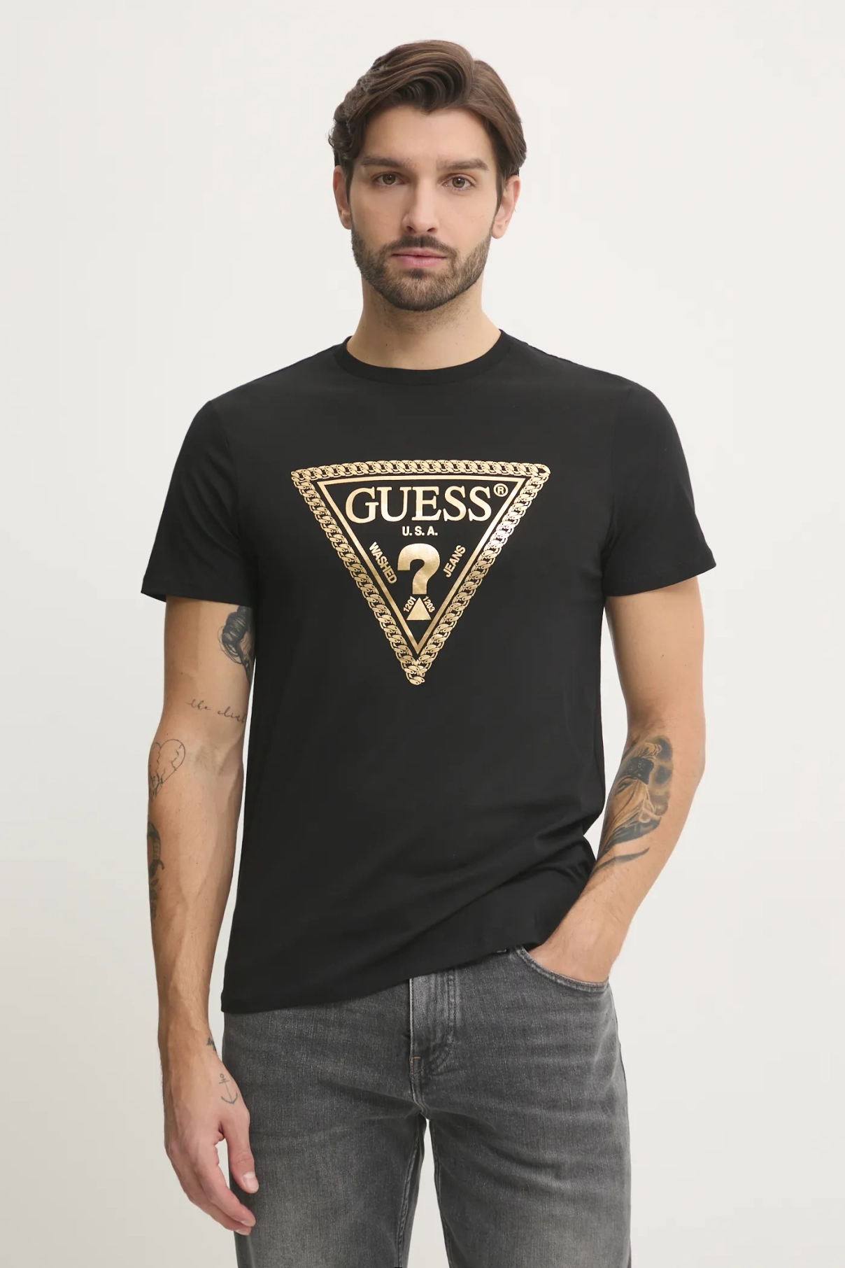 

Хлопковая футболка Guess, черный