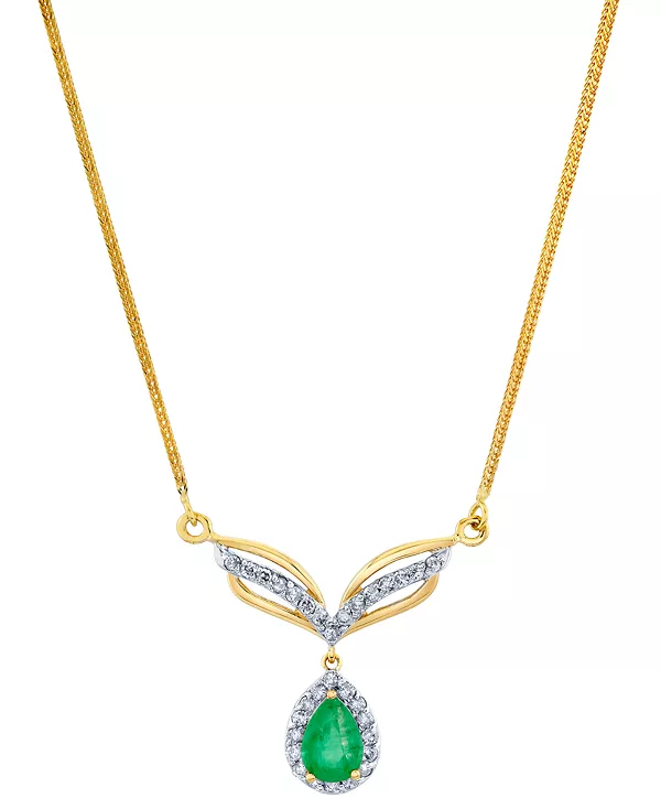 

Изумруд (3/4 карата tw) и бриллиант (1/3 карата tw) в форме капли, эффектное колье длиной 16 дюймов из 14-каратного золота Macy'S, emerald