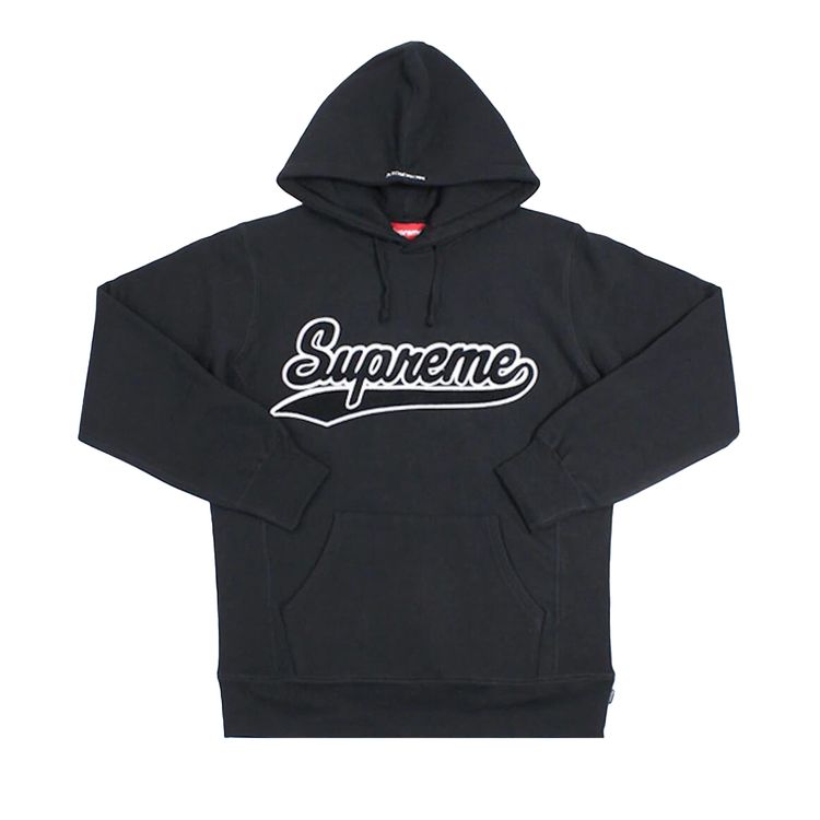 

Толстовка Supreme Chenille Script Hooded Sweatshirt 'Black', черный