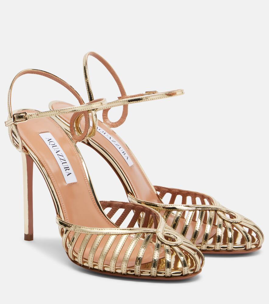 Туфли-лодочки Sweet Surrender 105 на тонком каблуке Aquazzura, Soft Gold