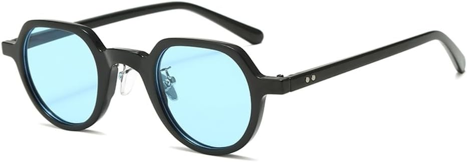 

солнцезащитные очки в маленькой оправе, винтажные женские, зеленые, синие, желтые, с защитой от УФ-излучения UV400, круглые солнцезащитные очки для мужчин, летний стиль WNCKSQ, Black With Blue