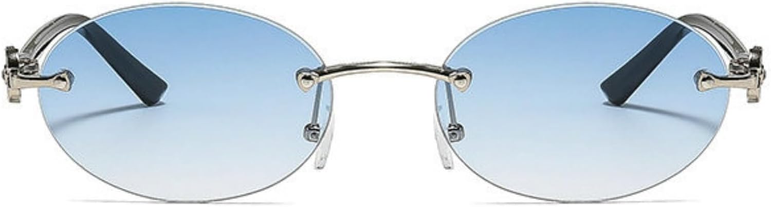 

Солнцезащитные очки Willochra Retro Oval с кристаллами для женщин, модные дизайнерские очки в стиле Y2K, без оправы, винтажные, с защитой от УФ-излучения UV400, роскошные золотые очки, C8