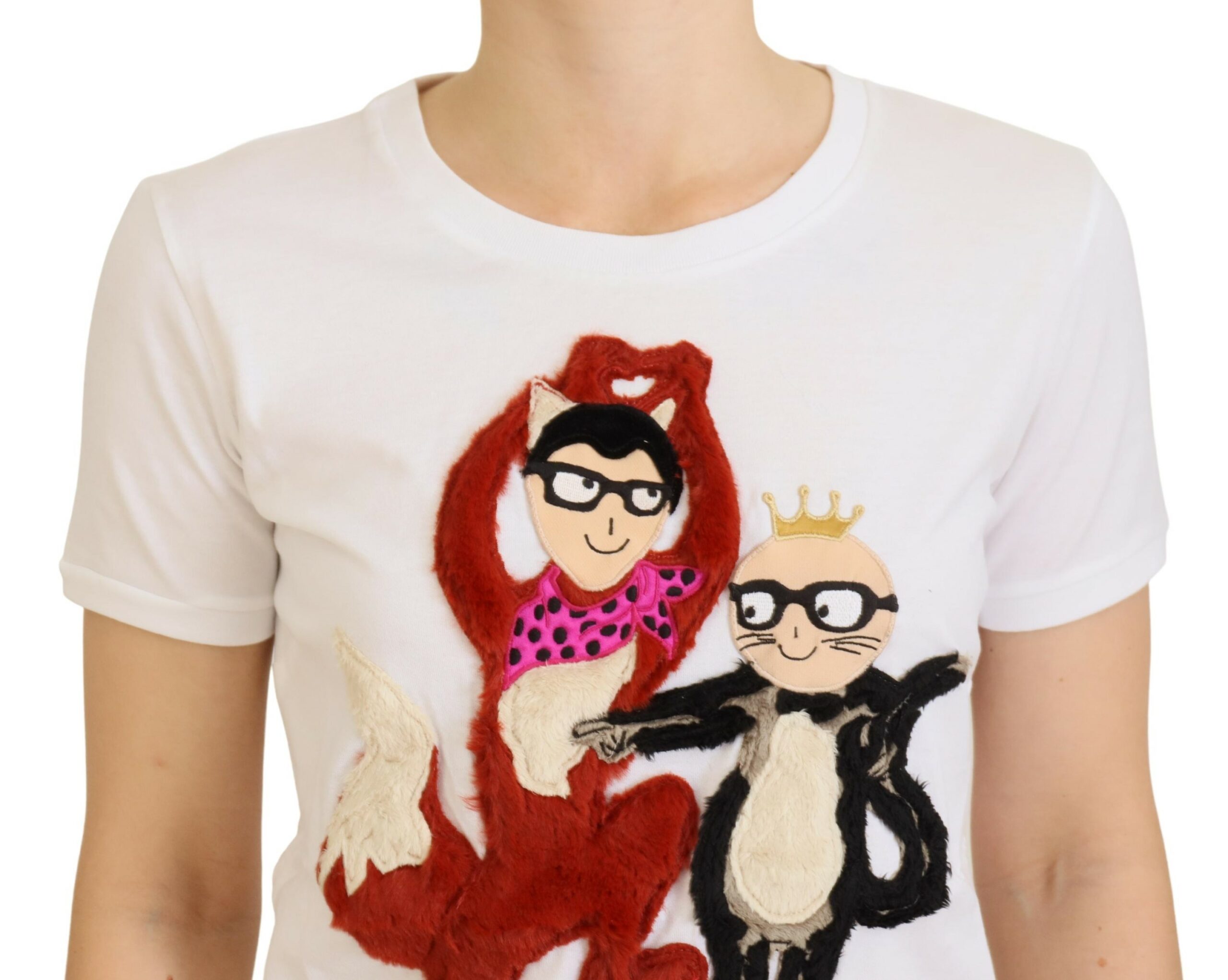 Футболка из хлопка с культовыми принтами от дизайнера Dolce & Gabbana, белый — фото 4
