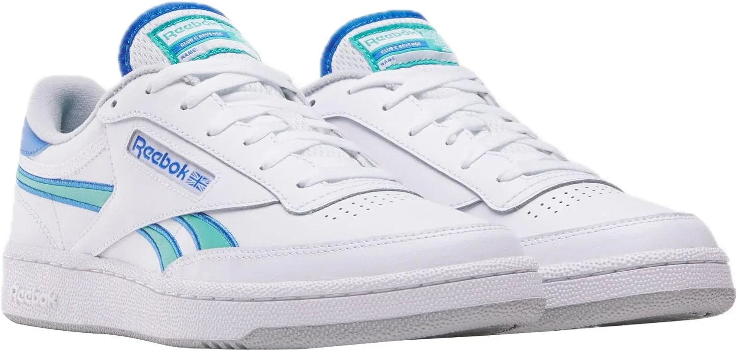 Кроссовки теннисные Reebok Club C Revenge, White/Kinetic Blue/Unleashed Green — фото 2