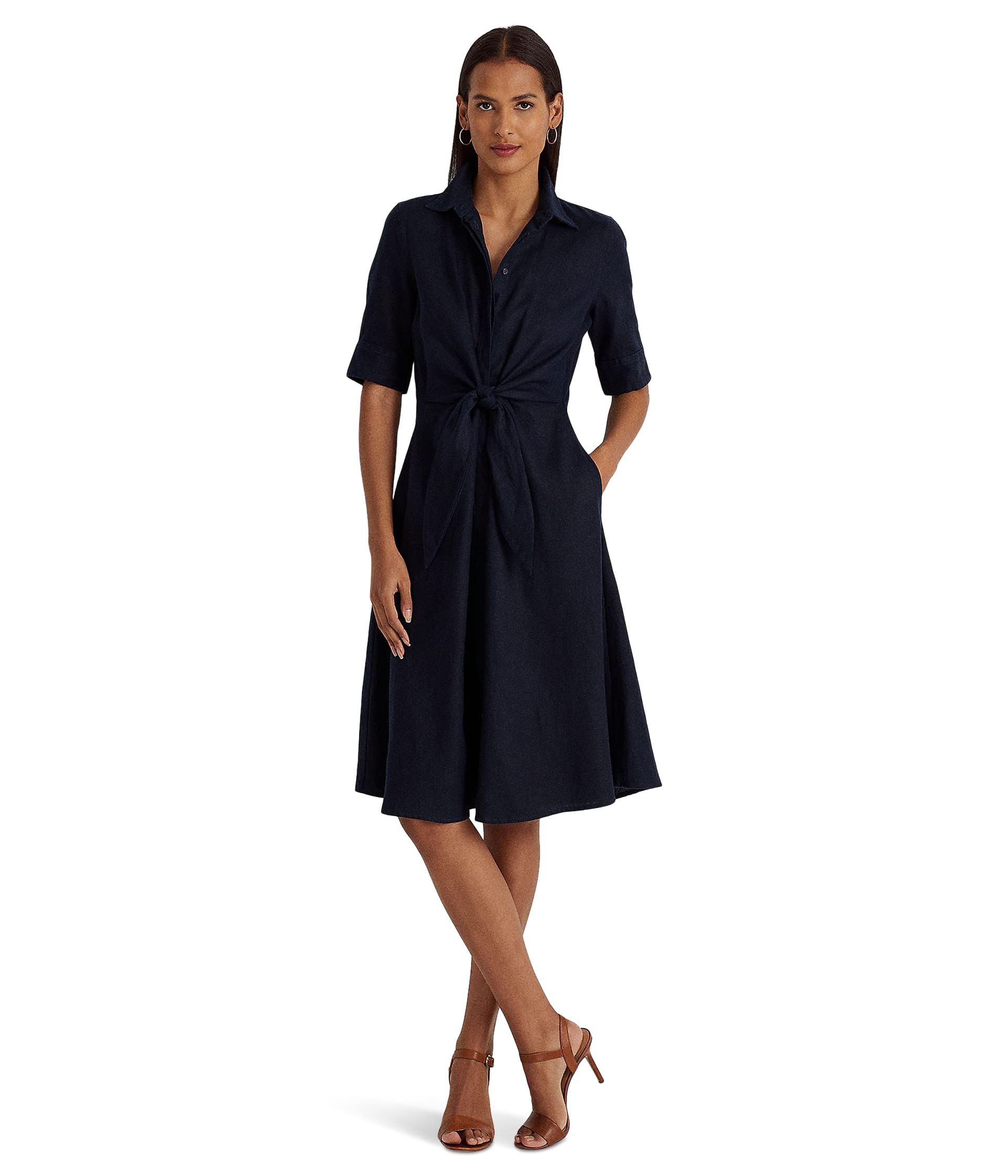 

Платье Lauren Ralph Lauren Linen Shirtdress, цвет Lauren Navy