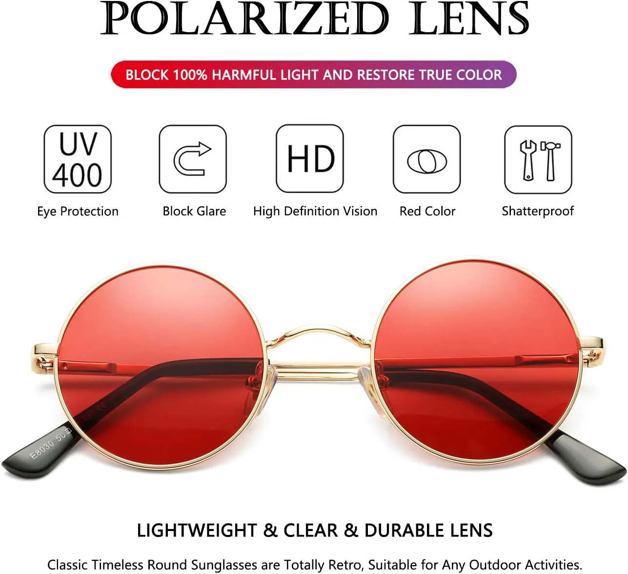 

Солнцезащитные очки AIEYEZO в стиле ретро, ​​круглые, для мужчин и женщин, поляризованные, модные винтажные, маленькие круглые, 2 Pack (Gold/Grey + Gold/Ocean Red)