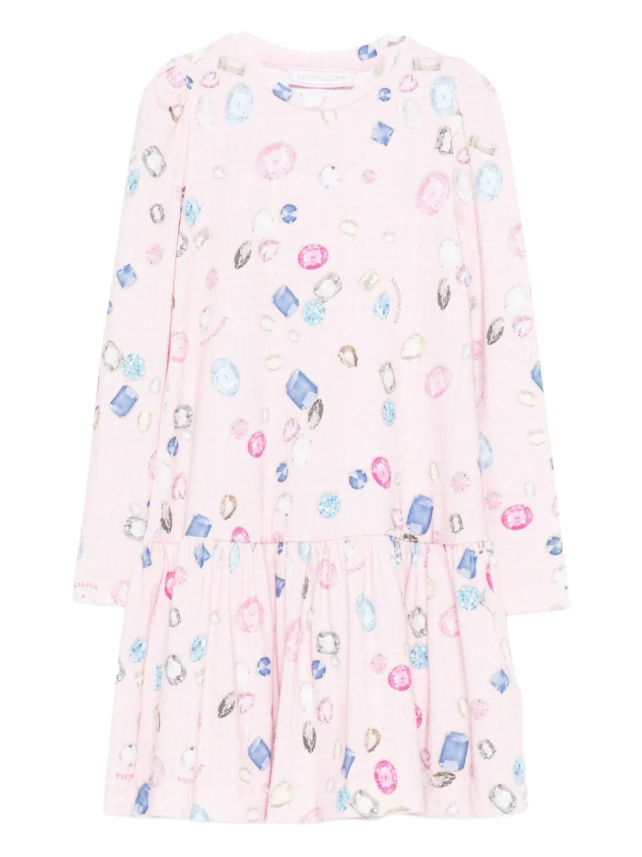 

Расклешенное платье с принтом драгоценных камней Monnalisa, розовый