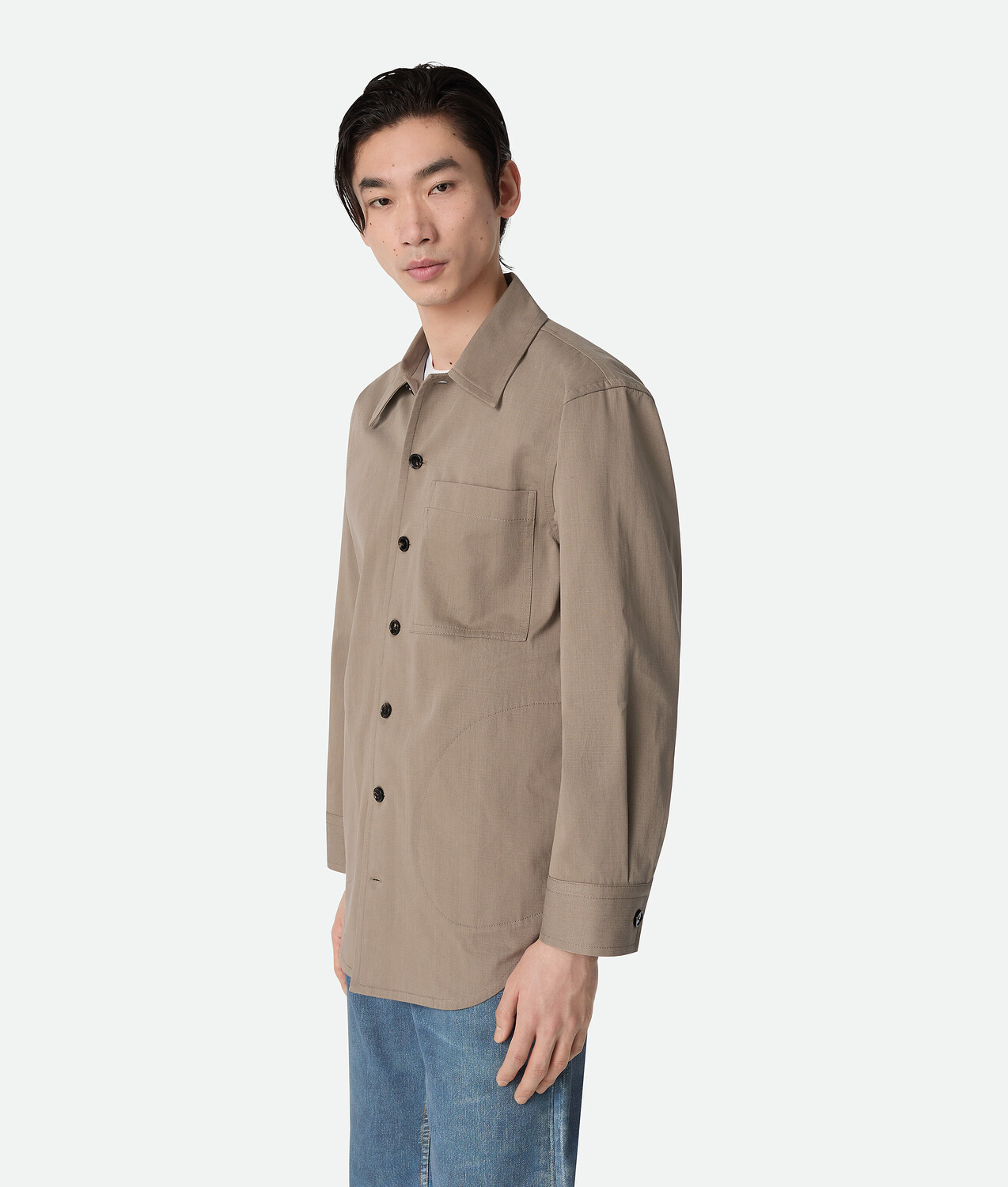 Cotton twill overshirt BOTTEGA VENETA, серая тюлень — фото 2