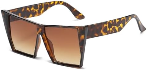 

Женские солнцезащитные очки большого квадратного размера 2027 года, модные солнцезащитные очки с градиентными линзами и защитой от УФ-излучения UV400 MTZJH, Leopard Brown