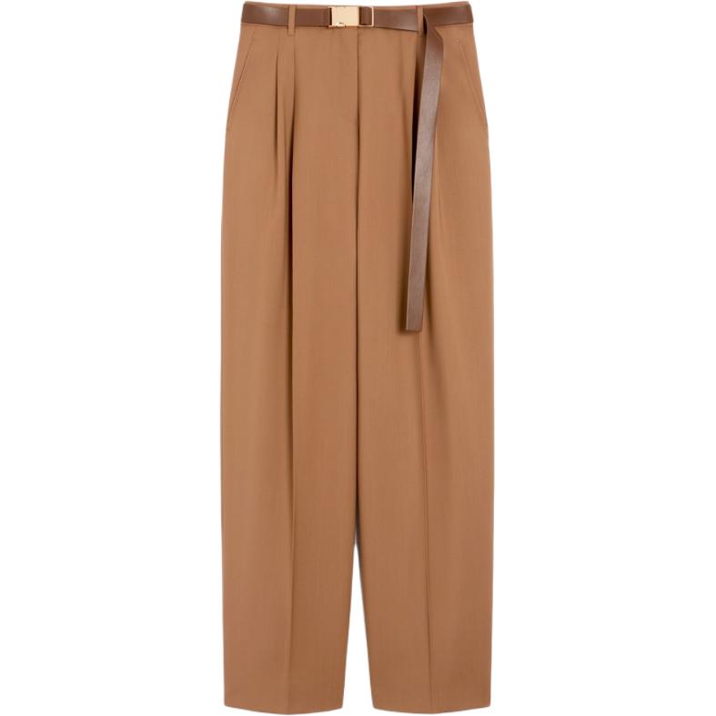 

Брюки плиссированные с поясом MaxMara Studio, коричневый