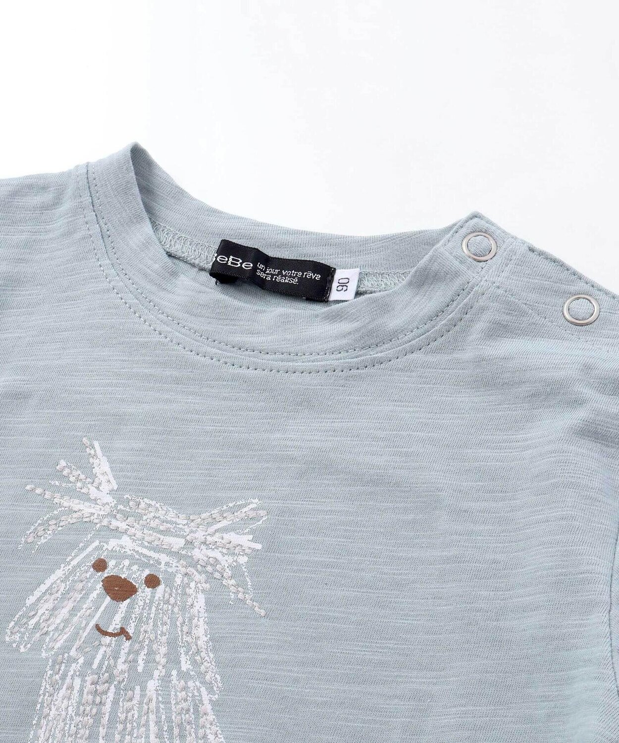 Футболка с длинным рукавом из фактурной джерси с принтом собаки (80-100 см) BeBe, Blue — фото 4
