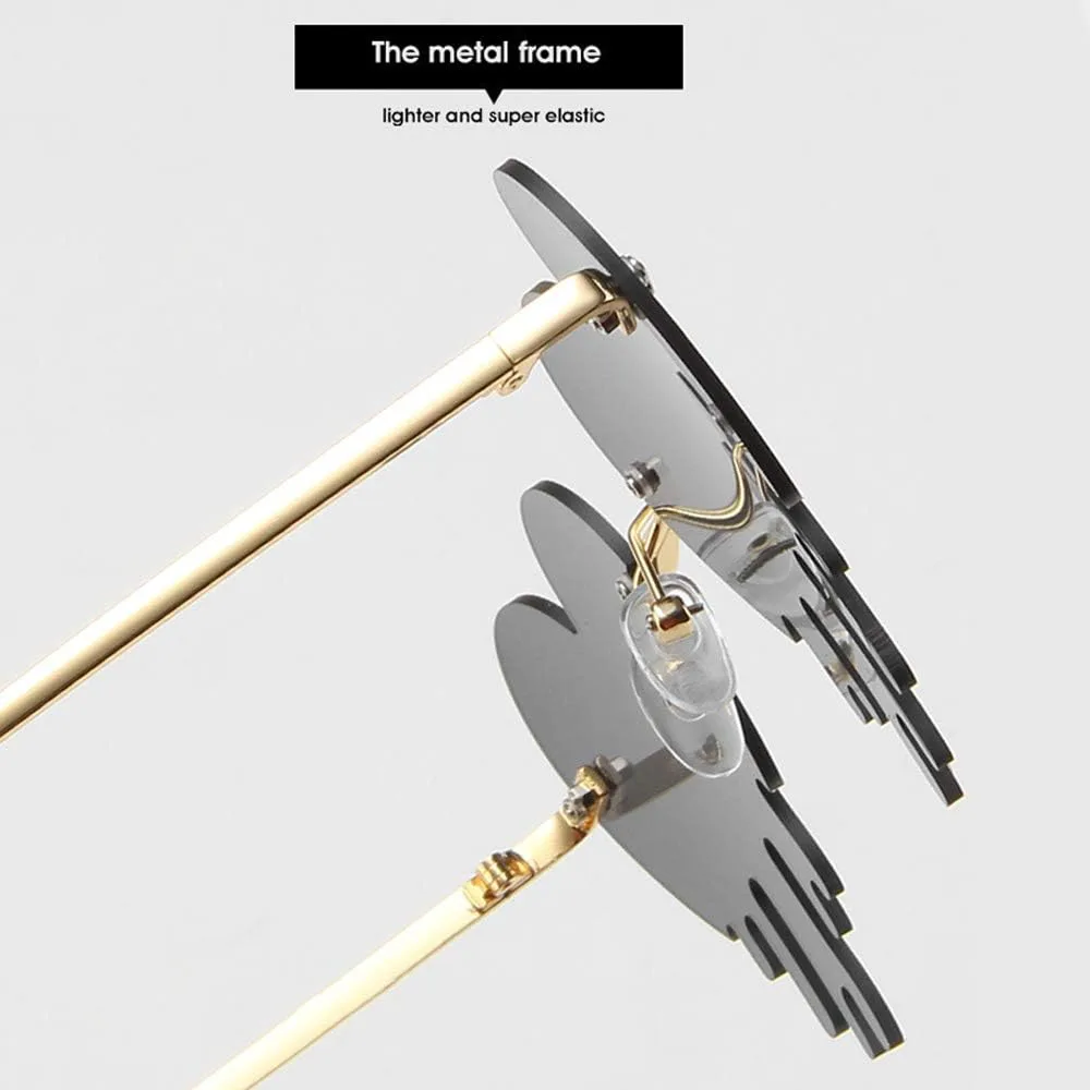 

Модные уникальные солнцезащитные очки в форме сердца и капли для женщин, яркие, без оправы, винтажные, с прозрачными линзами цвета океана COTIA, Red Black