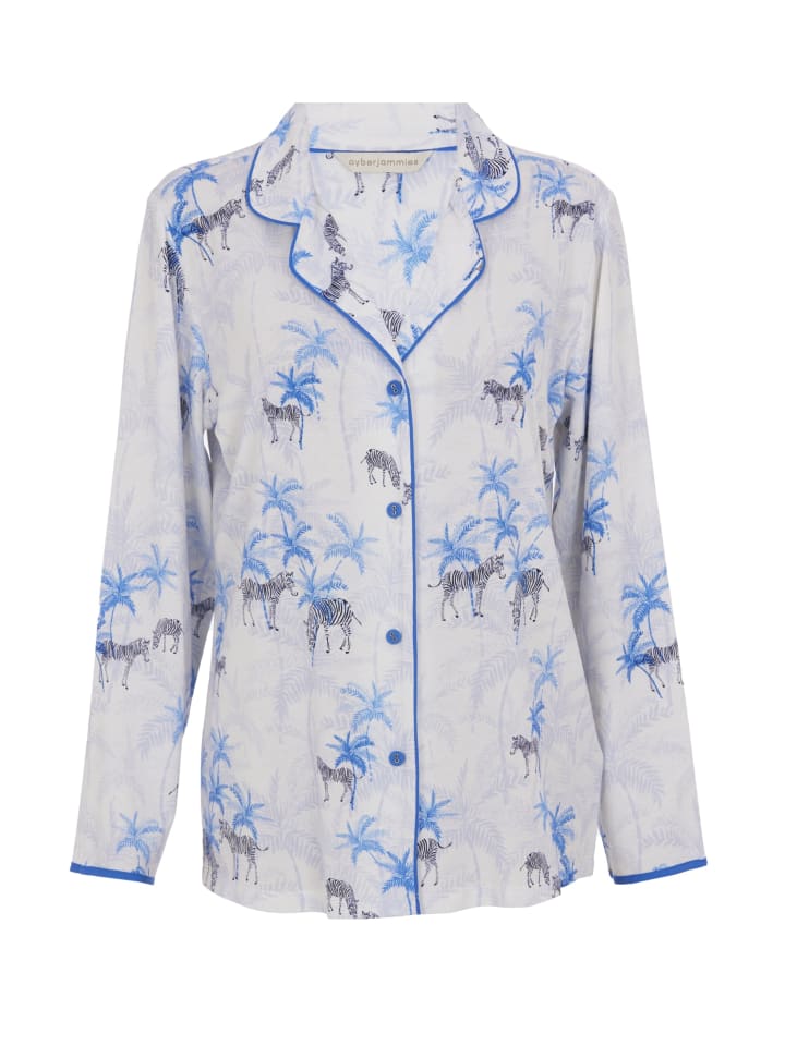 

Женская пижамная майка Lyla с принтом зебры, белая Cyberjammies