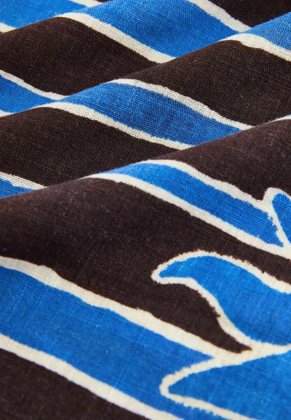Блузка прямого кроя с коротким рукавом и свободным силуэтом Next, Brown/Blue Stripe Sun Border Print — фото 2