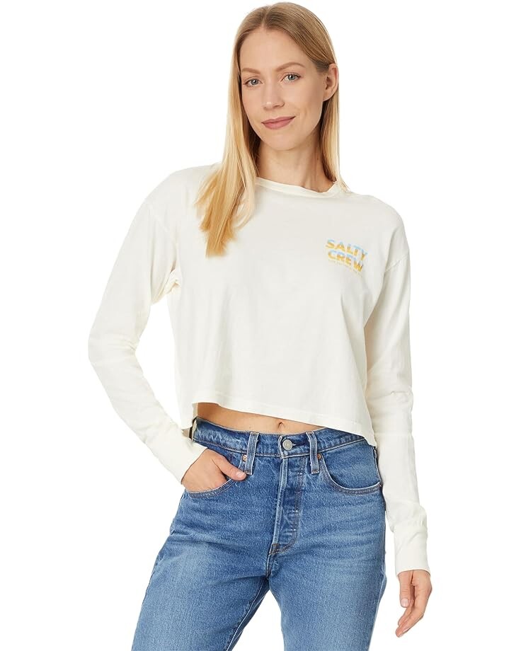 

Футболка Salty Crew Boardwalk Long Sleeve Crop, цвет Off White