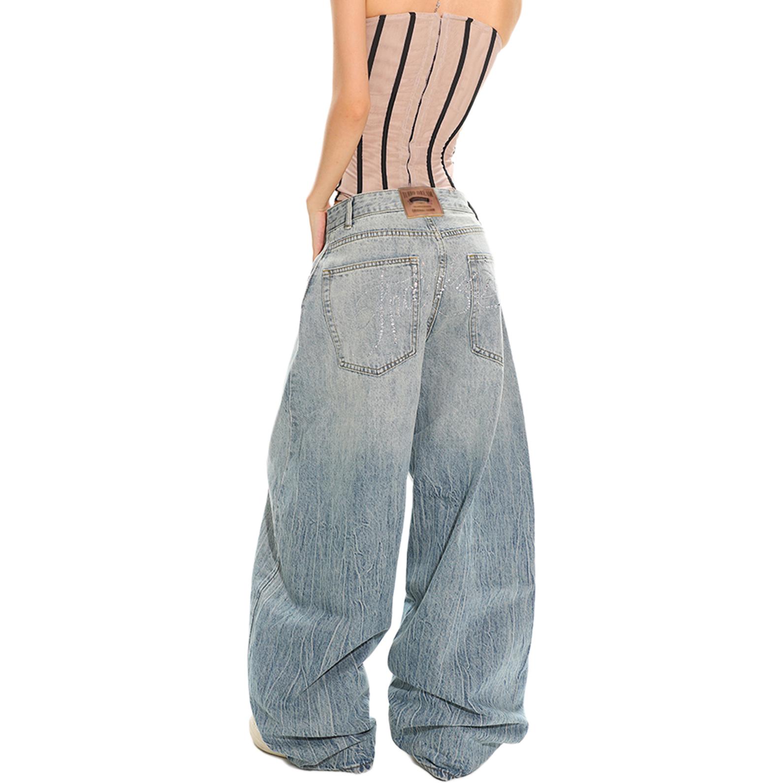 

NEVER RULE Джинсы Unisex Blue Moderate Wide Leg