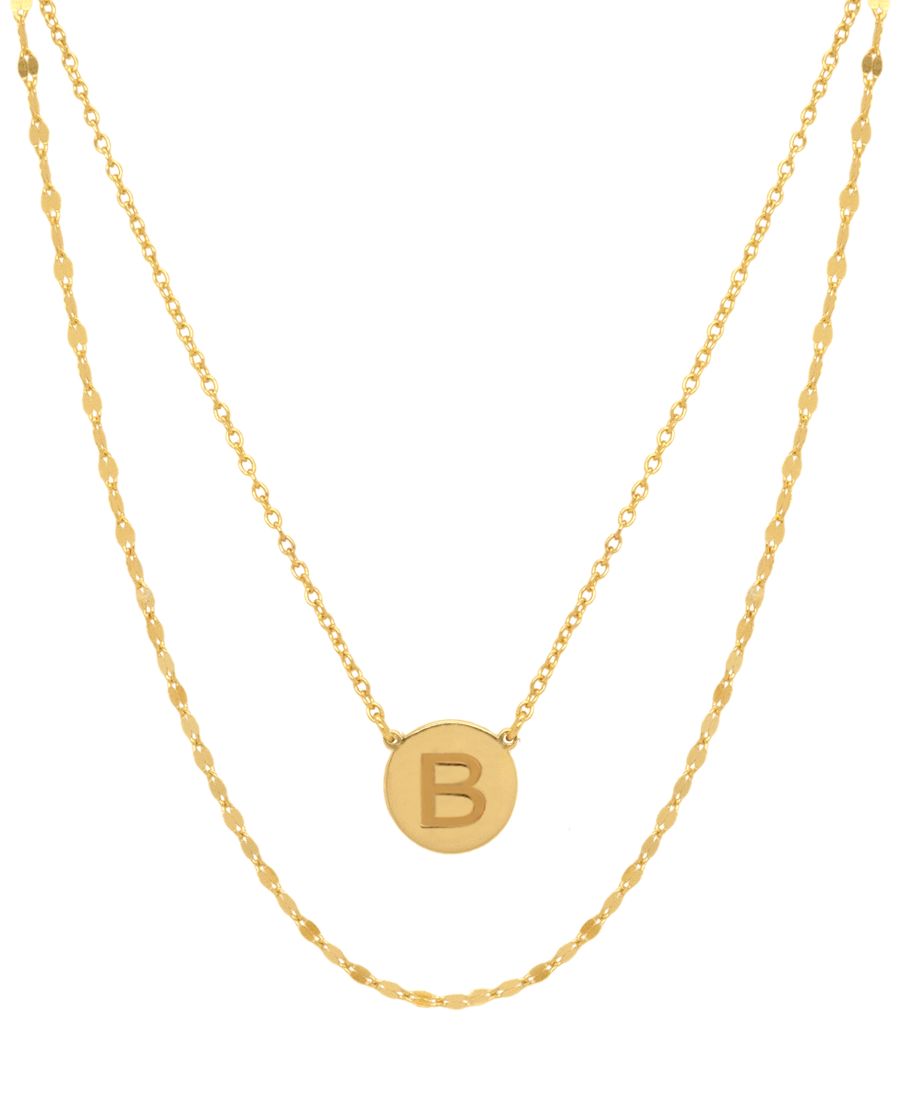 

Колье с подвеской в виде диска с инициалами, выполненное из стерлингового серебра с покрытием из 18-каратного золота Macy's, B