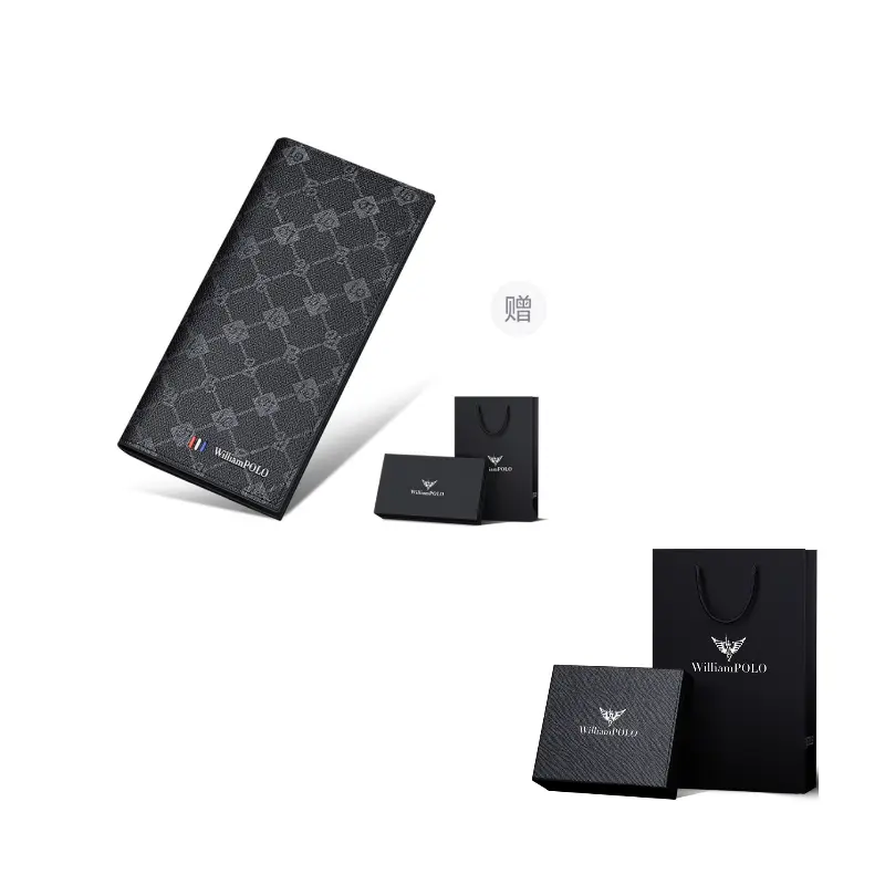 

WilliamPOLO Визитница из ПВХ для мужчин черная, Black Long