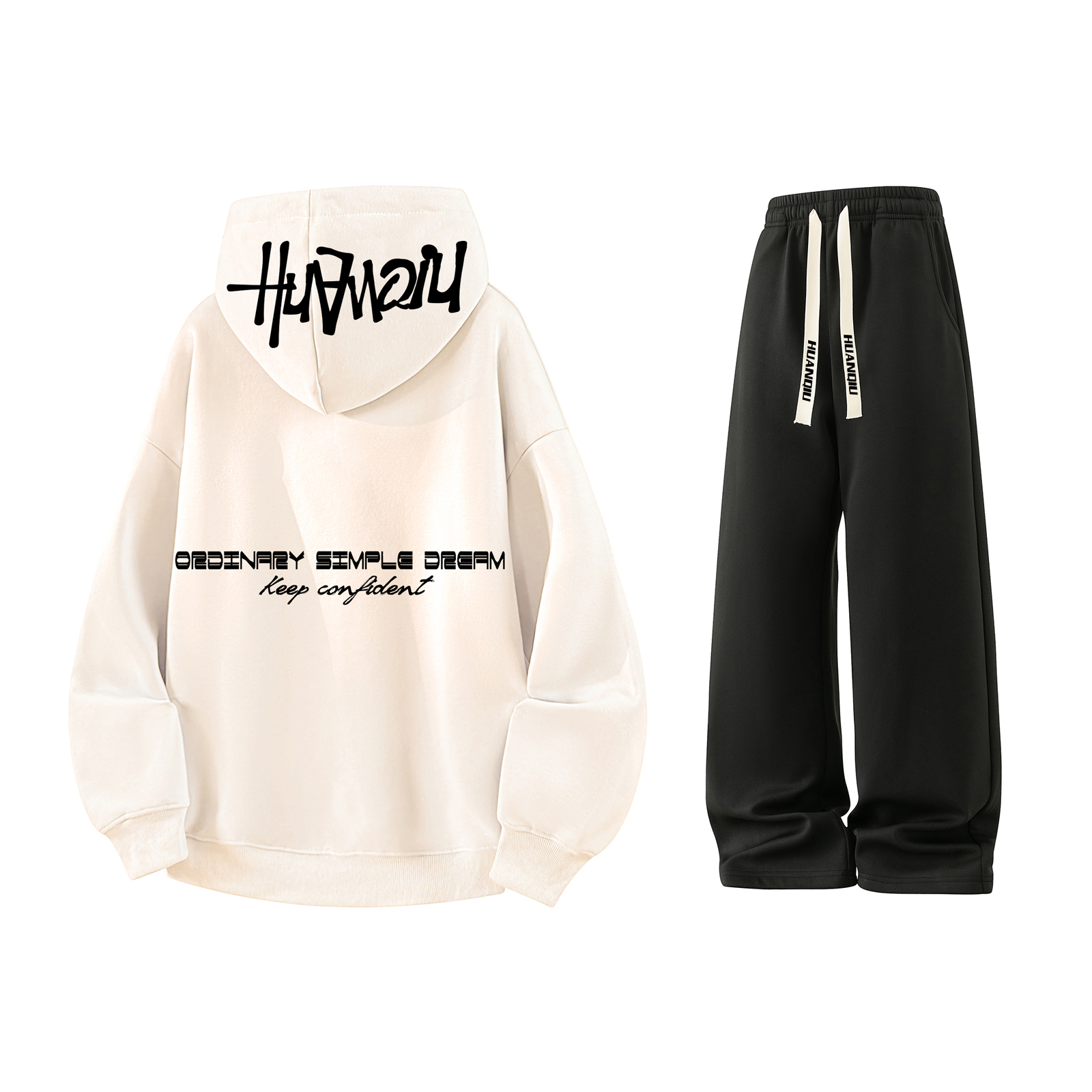 

Свитшот-сет Unisex Hooded Moderate HUANQIU, clothing sets[оранжевый sweatshirt+черный pants]