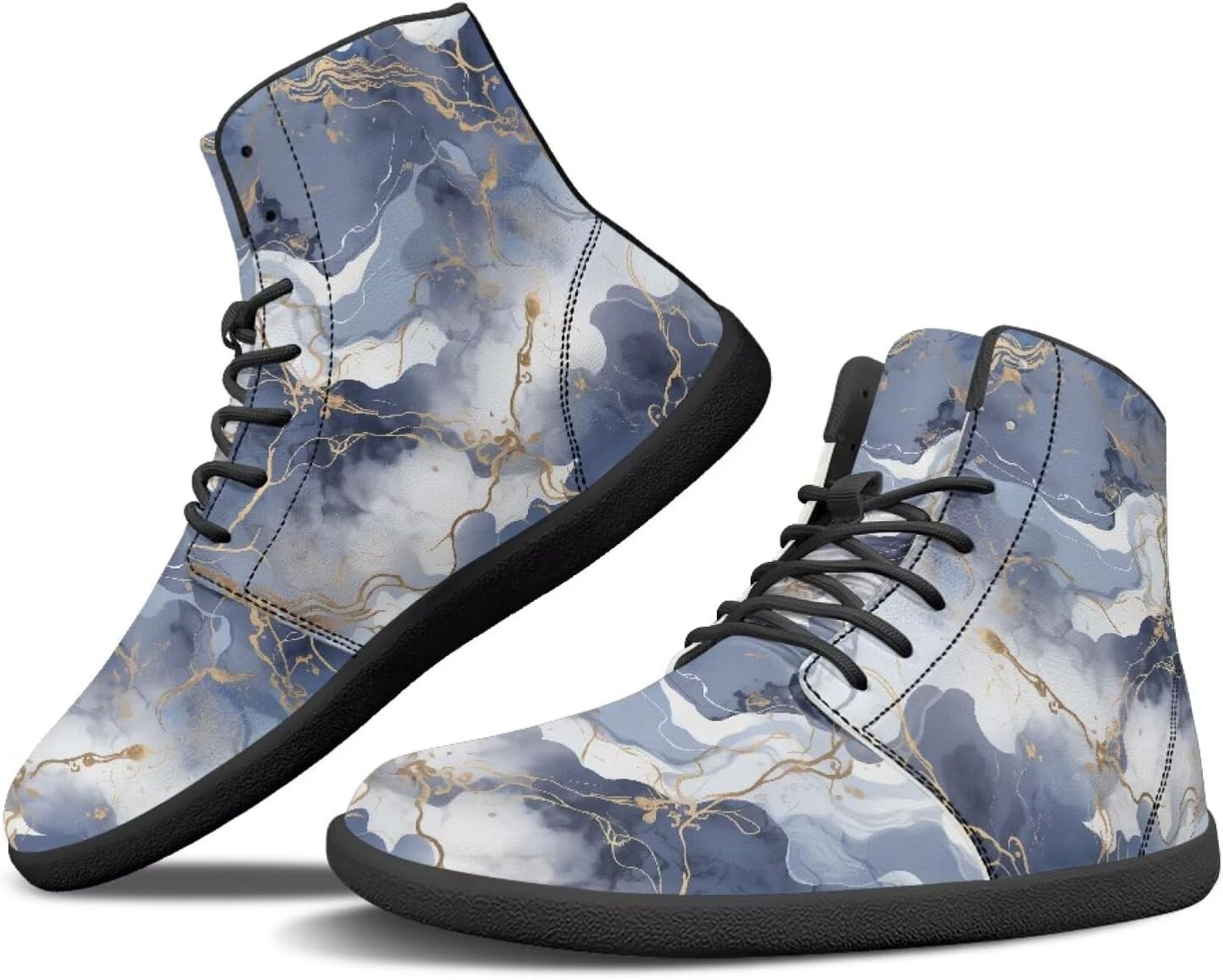

Кроссовки JoyLamoria унисекс высокого среза с шнуровкой, модная кожаная обувь для скейтборда средней высоты, легкие, с мраморным принтом, Marble Print