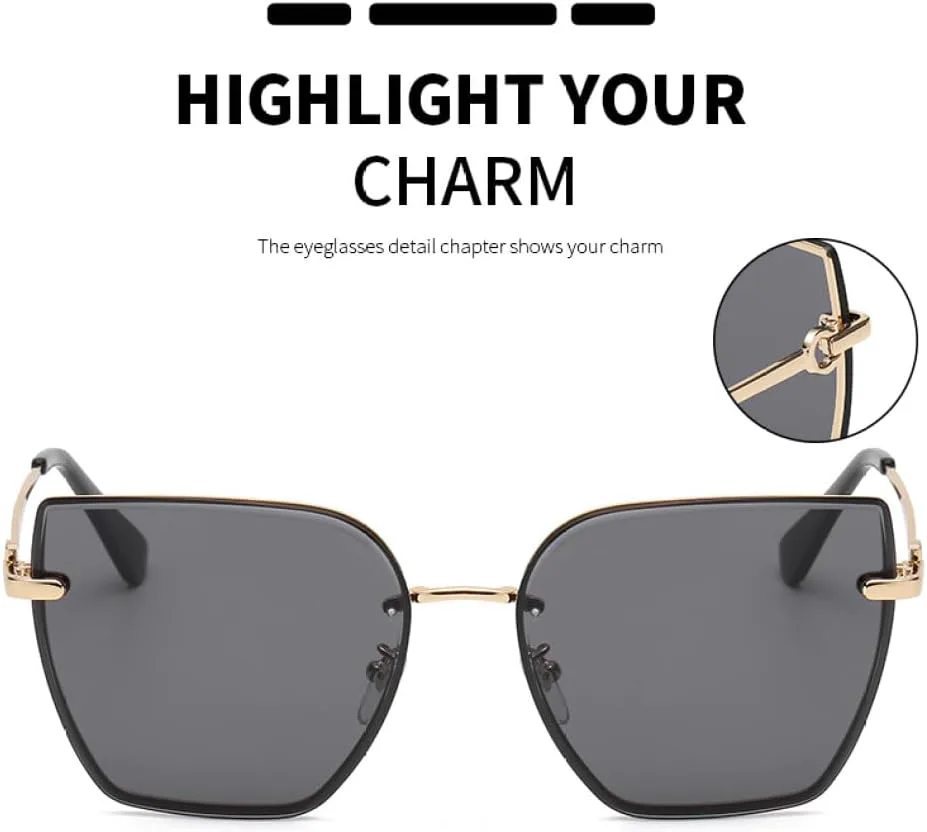 

Ретро-солнцезащитные очки «кошачий глаз» для женщин, модные безободковые солнцезащитные очки с градиентными линзами, женские безрамочные очки TYUVIVO, Dark Brown