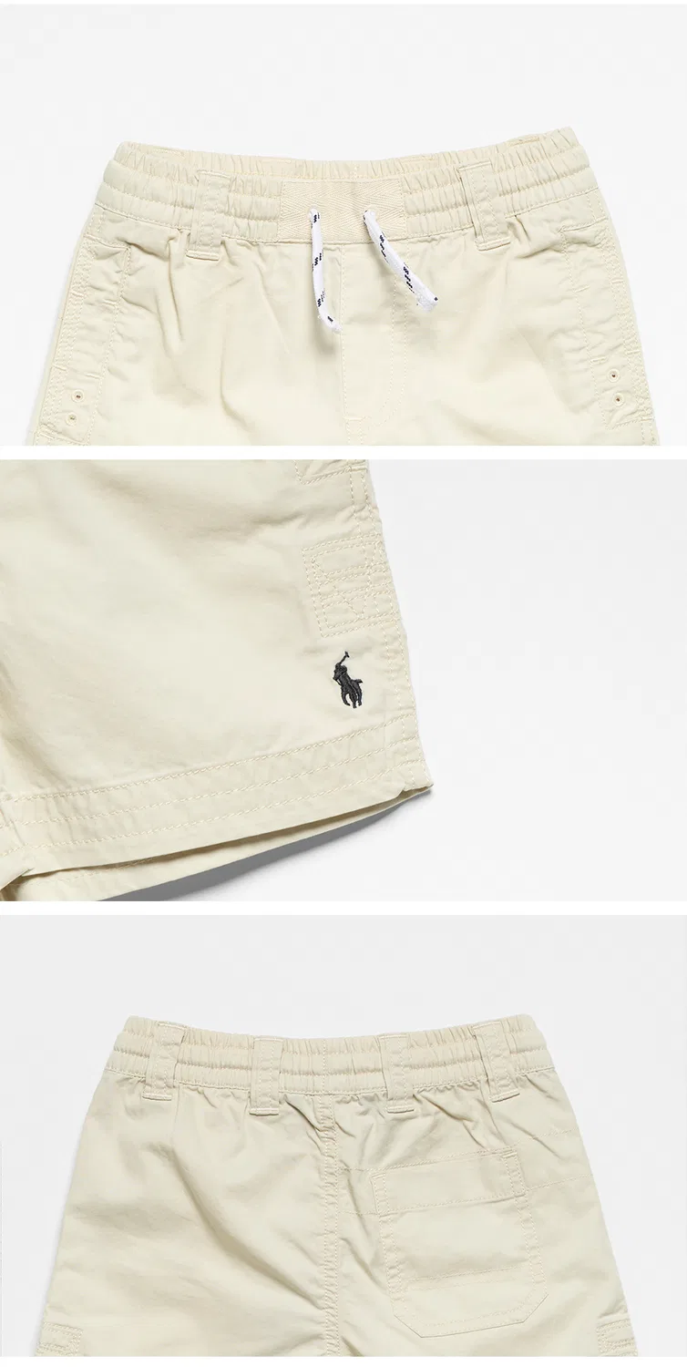 Детские хлопковые чиносы с завязками натурального цвета от Polo Ralph Lauren Children — фото 4