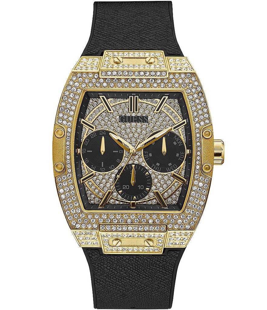 

Мужские многофункциональные часы Guess с золотистыми кристаллами, черный