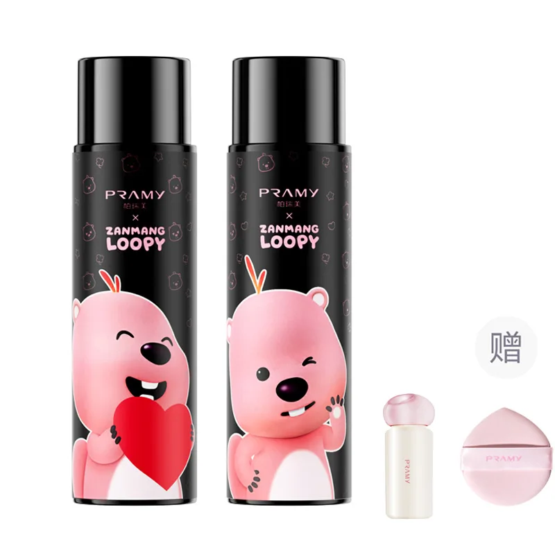 PRAMY Спрей для макияжа Loopy Collaboration для стойкости и контроля жирного блеска, Loopy Soft Focus Matte 100ml+Water Bright Glossy 100ml — фото 2