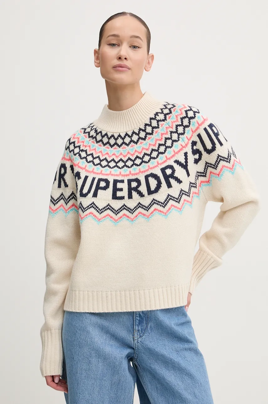 

Свитер из смесовой шерсти Superdry, бежевый