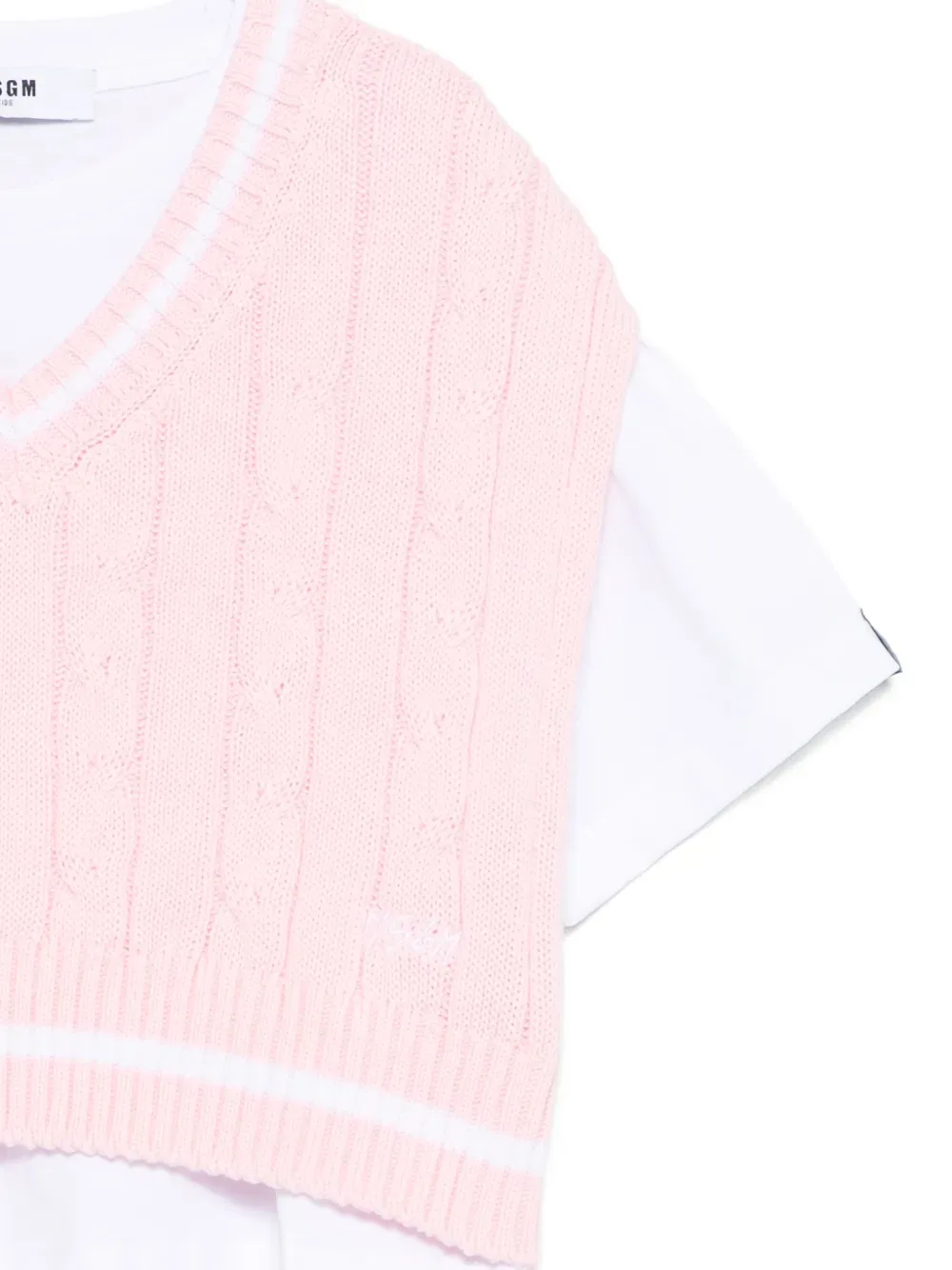 Футболка в технике «косы» Msgm Kids, розовый — фото 3