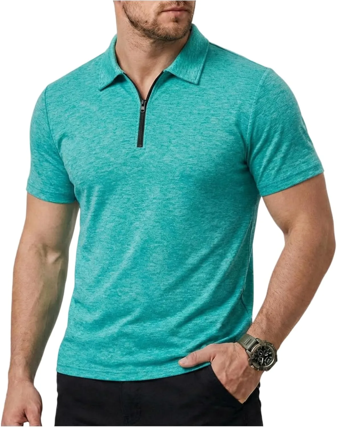 

Мужская поло с коротким рукавом для гольфа, влагоотводящая, с карманом FONMA