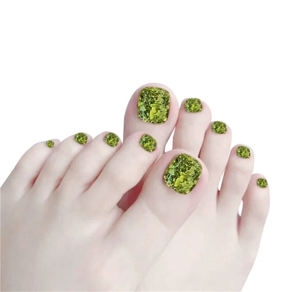 Набор из 24 накладных ногтей для ног Yonail, Green