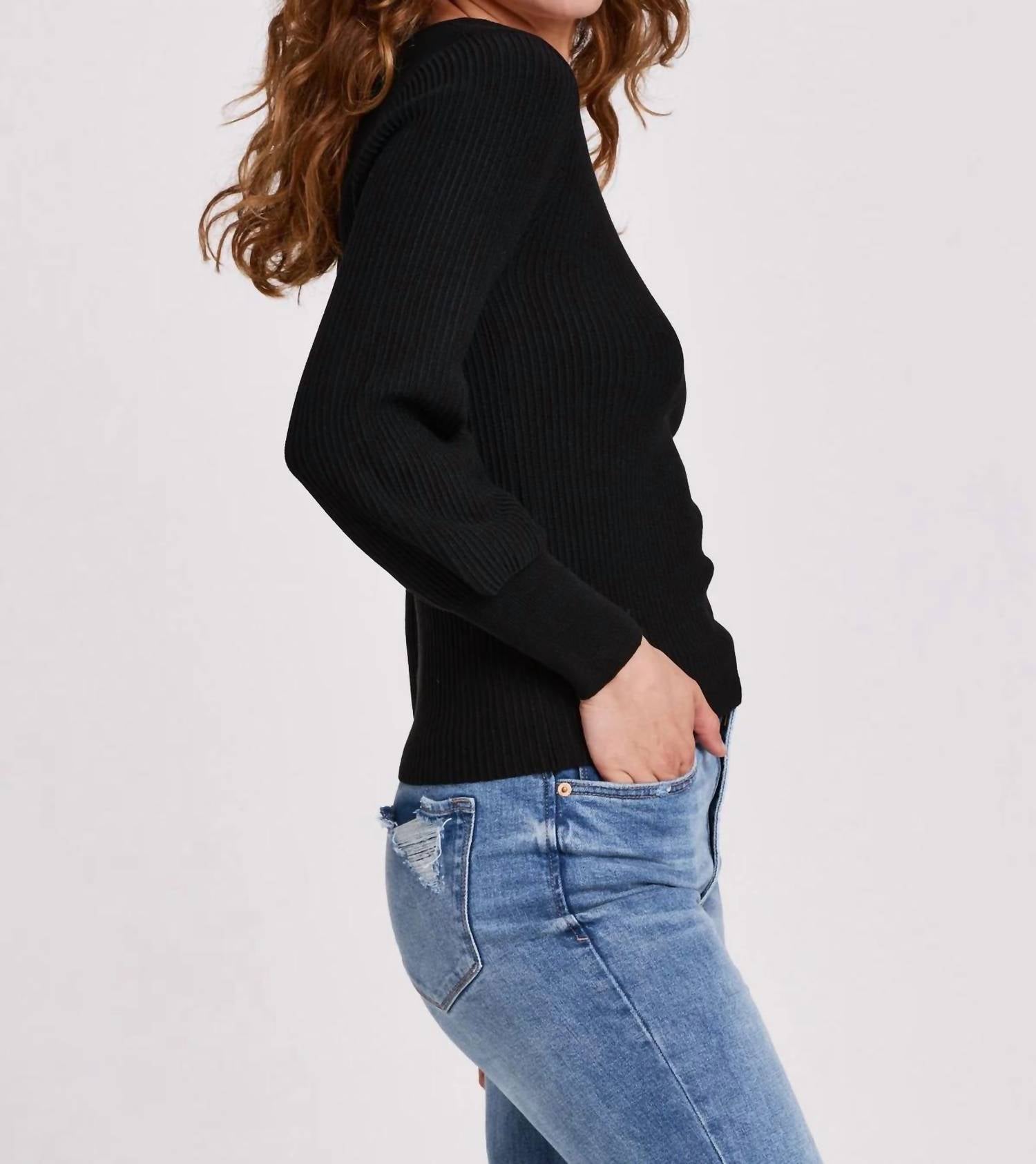 

Another Love Свитер Lincoln с баской и рукавами-пеплум, черный