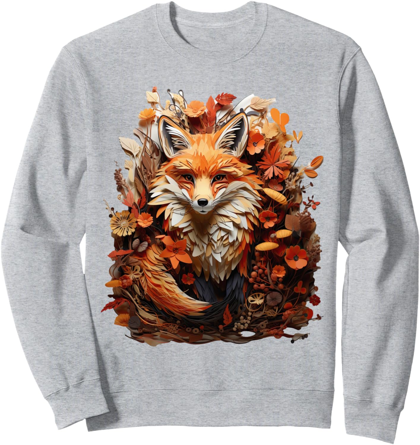 

Толстовка в стиле коттеджкор с цветочным рисунком, лисой и милым гобликом Cottagecore Goblincore And Fairycore Stuff, серый