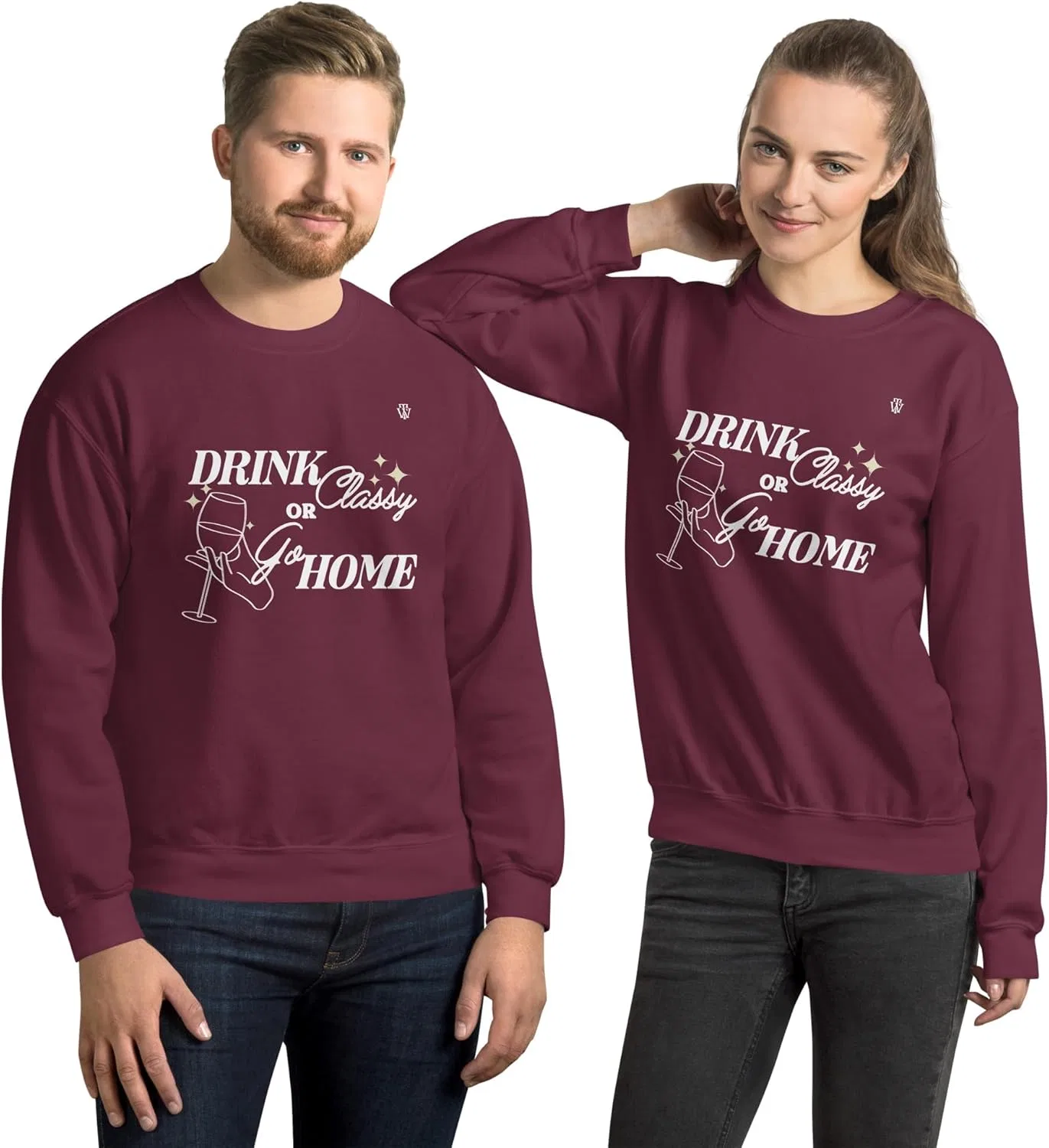 TORNABENE WINE Стильная толстовка Drink Classy or Go Home для женщин и мужчин, модная одежда с круглым вырезом, бордовый — фото 2