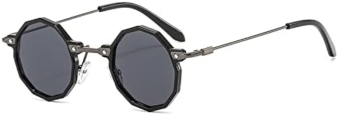 

Солнцезащитные очки в стиле ретро Polygon Small Round Steampunk 2026 для женщин, модные линзы UV400, солнцезащитные очки в стиле панк с градиентным покрытием для мужчин MTZJH, Black Gray