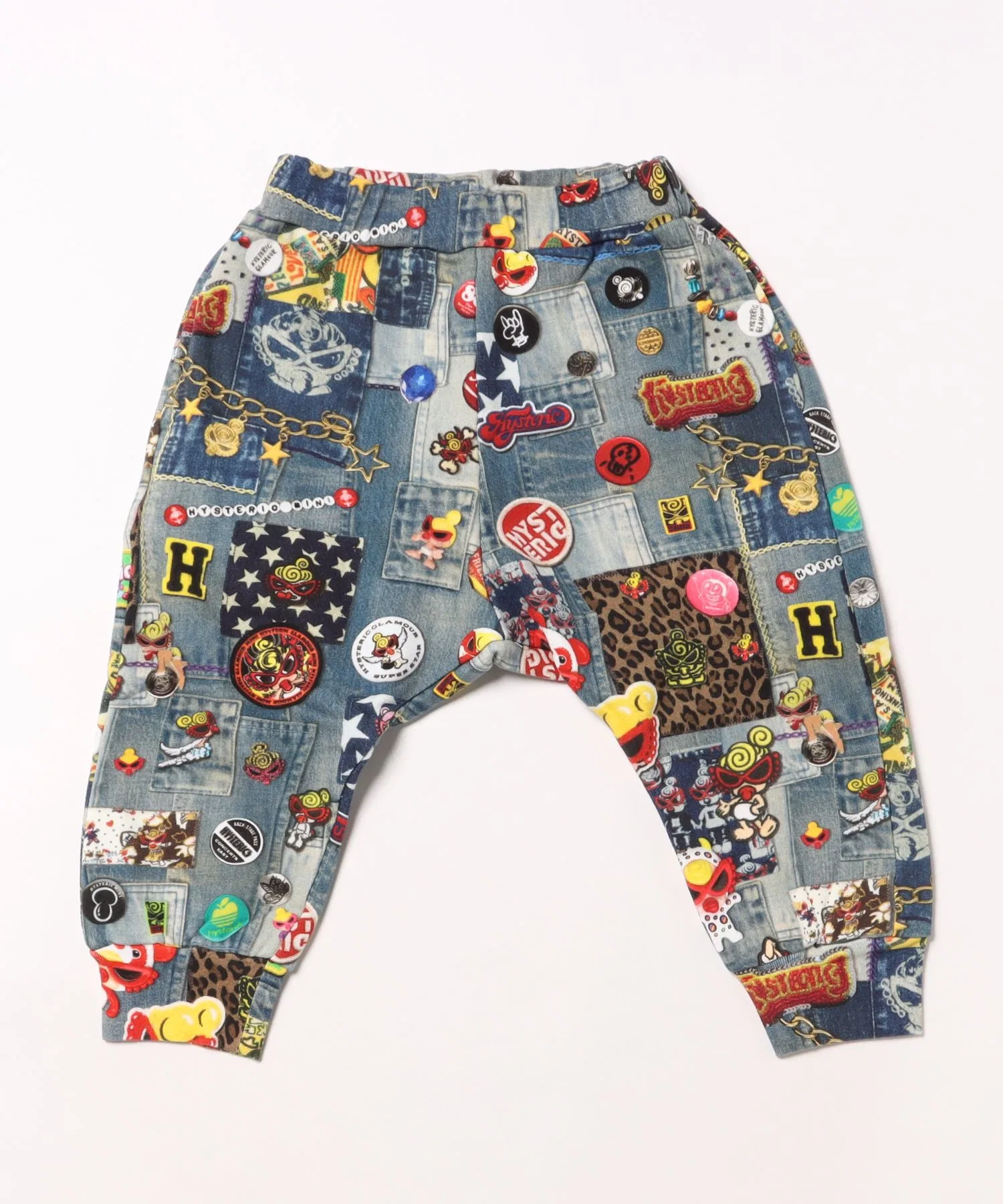 Детские брюки-саруэл HYSTERIC MINI из денима с принтом тёмно-синие