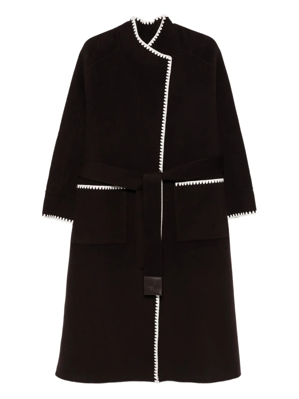 

Пальто с фигурной отделкой и поясом Maje, коричневый