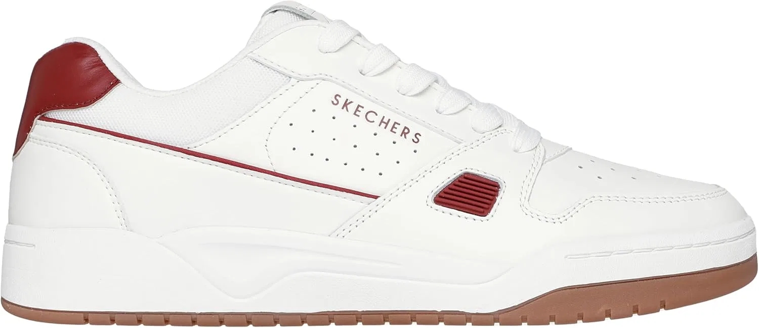 Мужские кроссовки Skechers Koopa Harry Kane Court Trainers, White Leather Suede Mesh Burgundy Trim — фото 2
