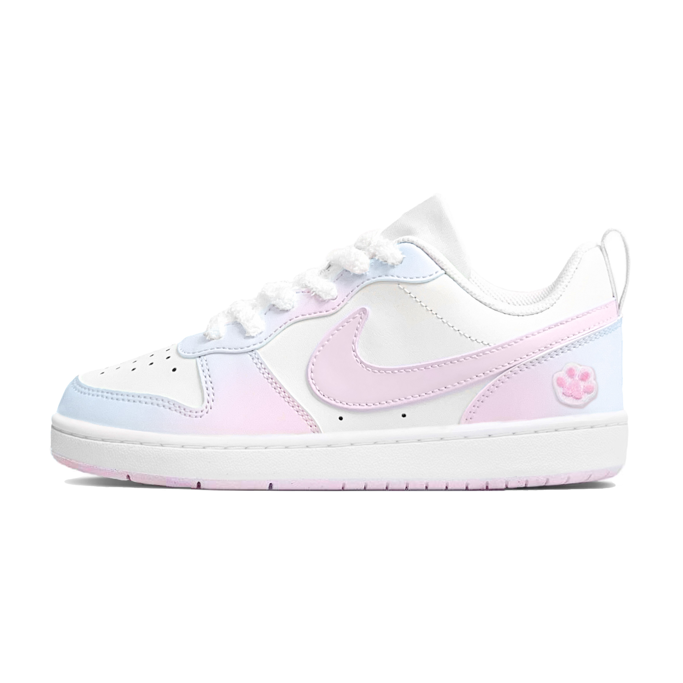 

Nike Детские кроссовки для скейтбординга Court Borough Pink Blue Bear с противоскользящим износостойким верхом и низким верхом для подростков