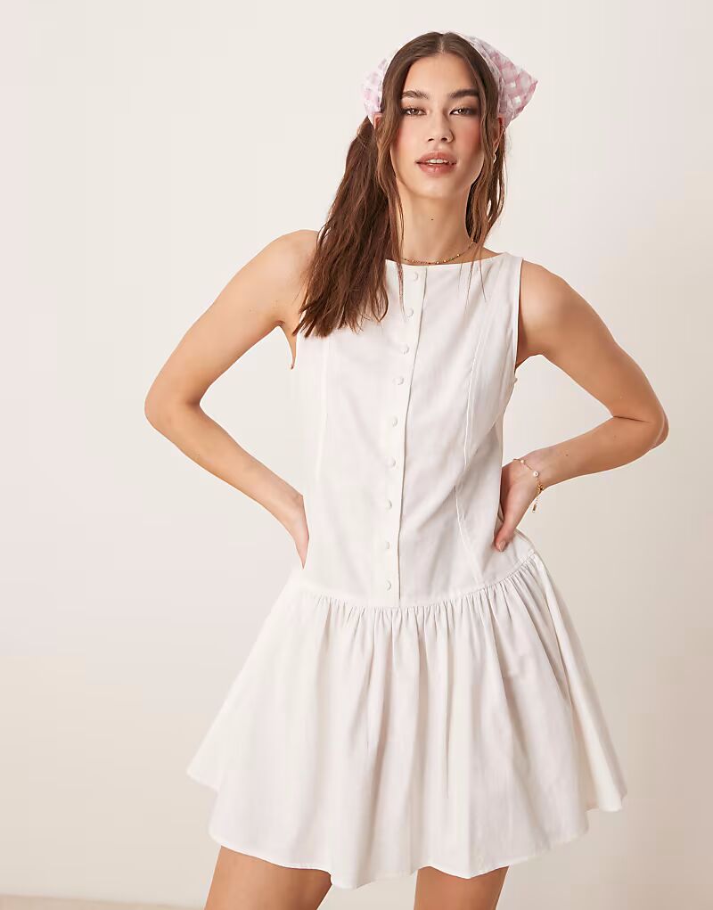 

ASOS DESIGN мини-платье с заниженной талией и вырезом-лодочкой, белое
