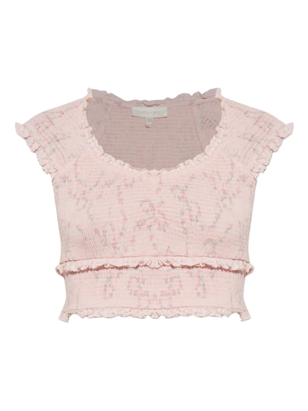 

Блузка с оборками и цветочным принтом Loveshackfancy, розовый
