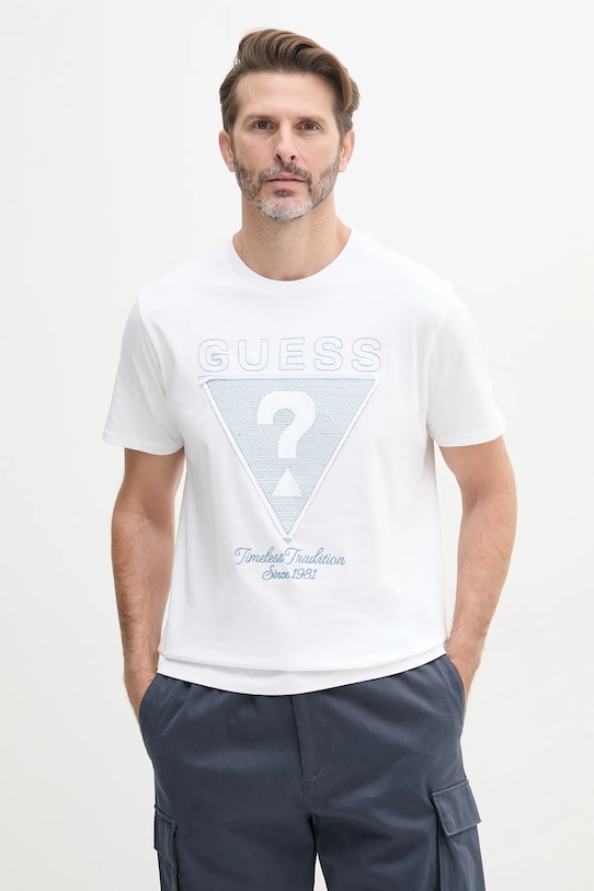 

Хлопковая футболка Guess, белый