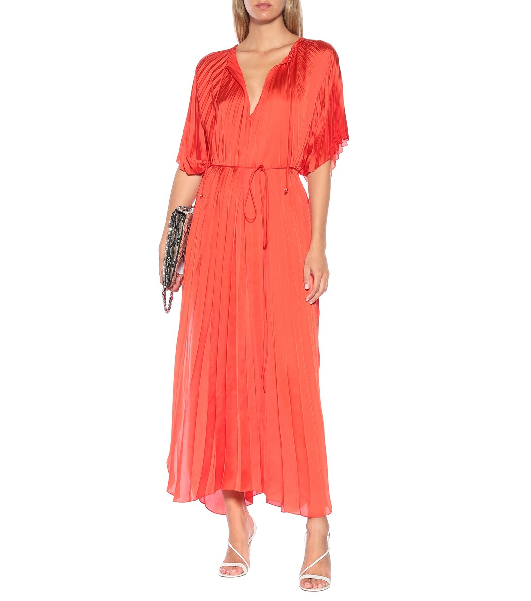 Платье макси из плиссированного атласа Nowra Stella McCartney, Vermillion — фото 2