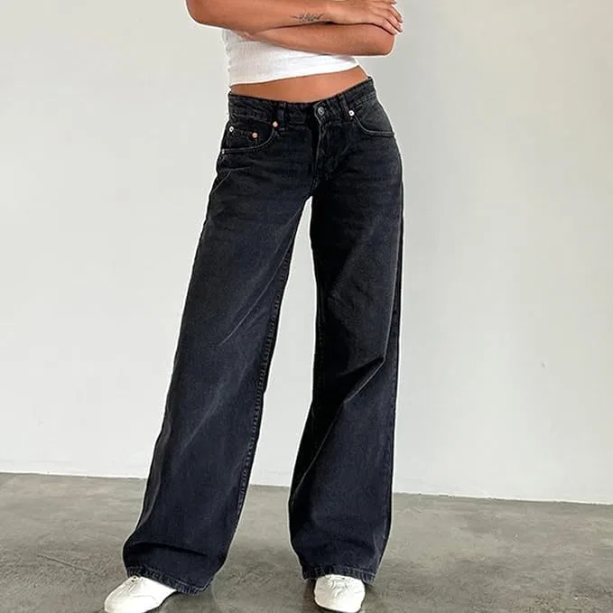 Джинсы свободные Baggy Straight Wide Leg, черный — фото 3