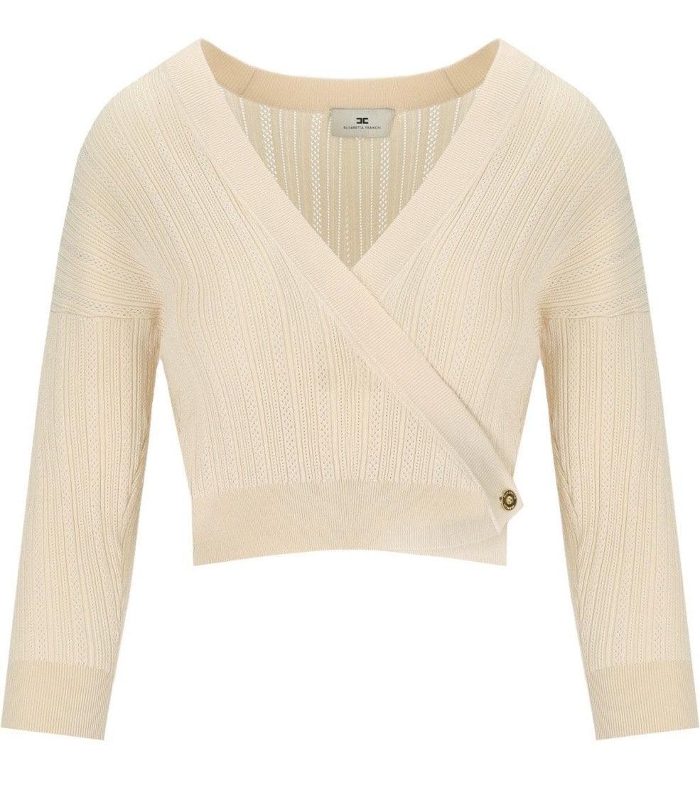 

Вязаный топ с V-образным вырезом Elisabetta Franchi, Neutrals
